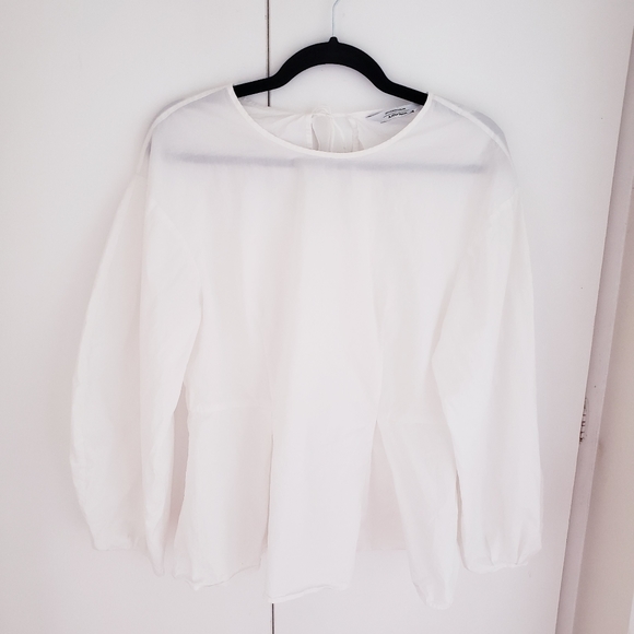 & other stories white peplum blouse & puff sleeves - Picture 3 of 7